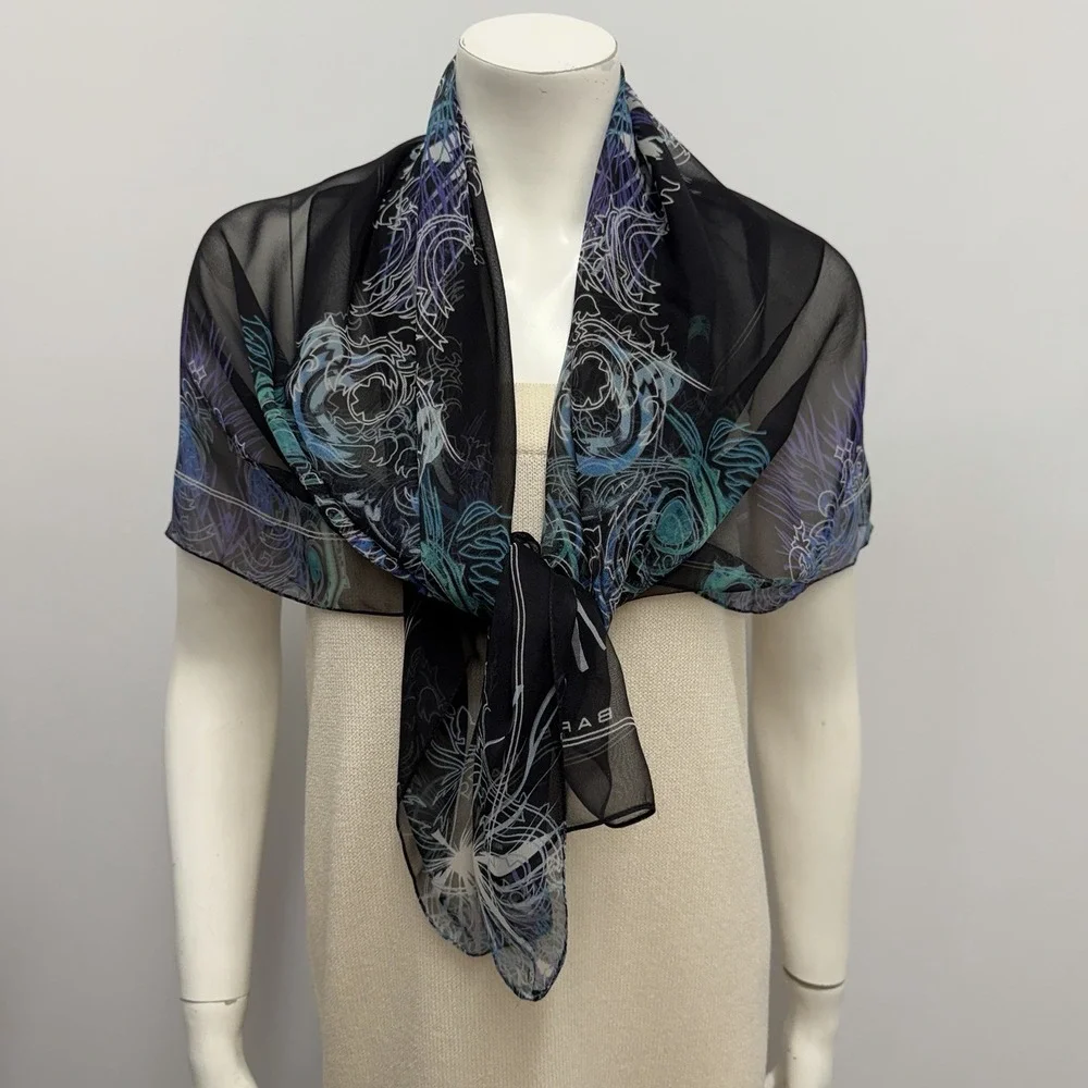 Vintage Barbara Bui 100% Silk Scarf Insects and Abstract Design 42